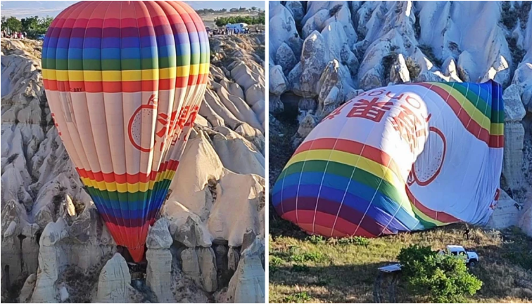 Cappadocia Chaos: Balloon Stuck Amid Fairy Chimneys