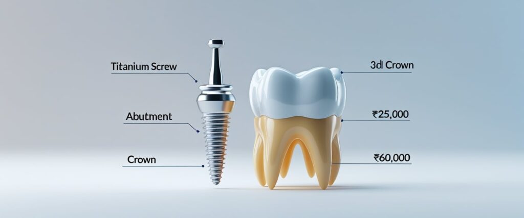 Average cost of dental implants in India